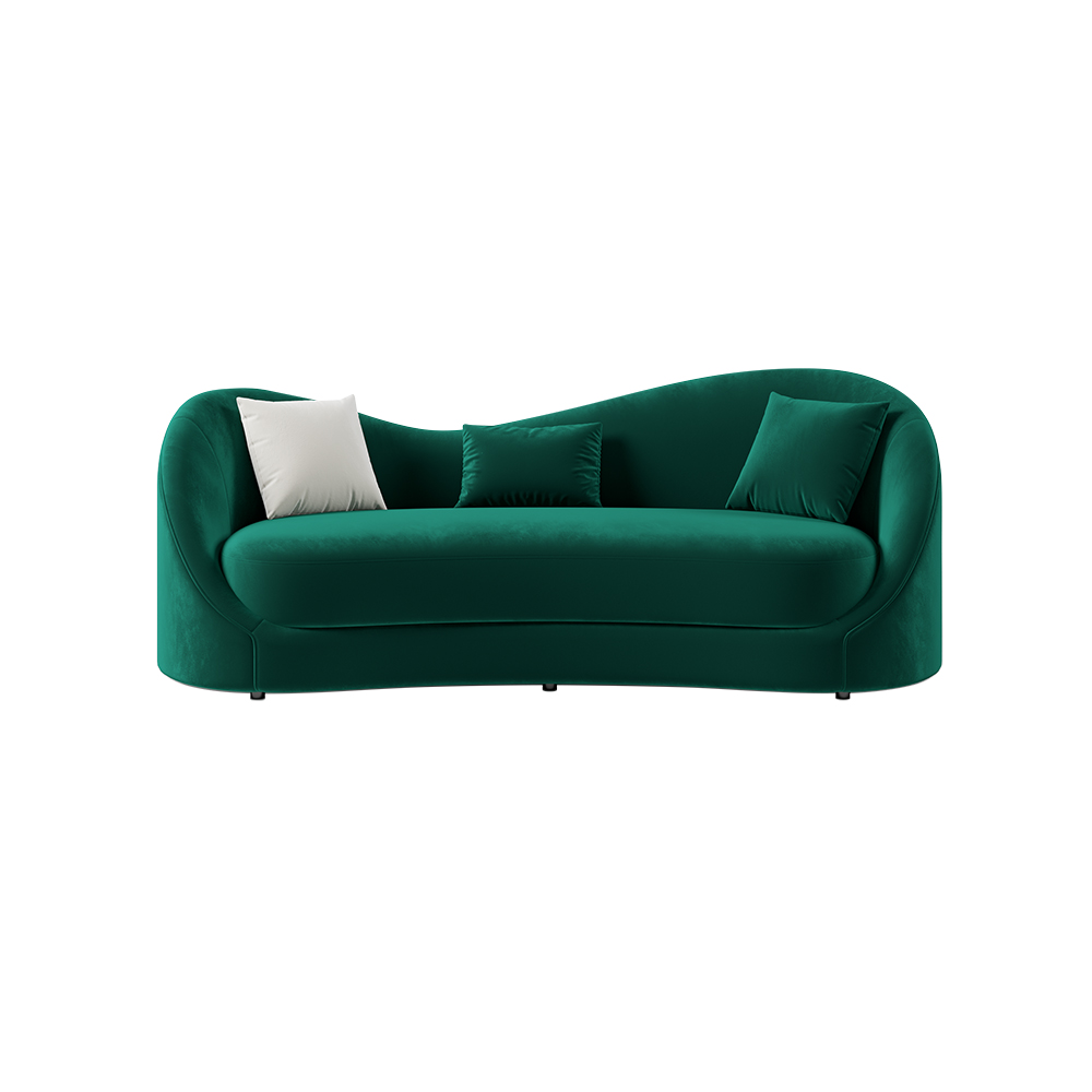 Luxury Green Velvet Upholstered Sofa 3-Seater Sofa Solid Wood Frame 84" Sofa