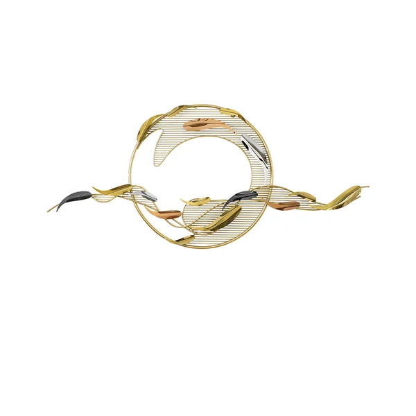 58.3"W Modern Surge Fishes Metal Wall Decor with Unique Shape in Gold for Living Room