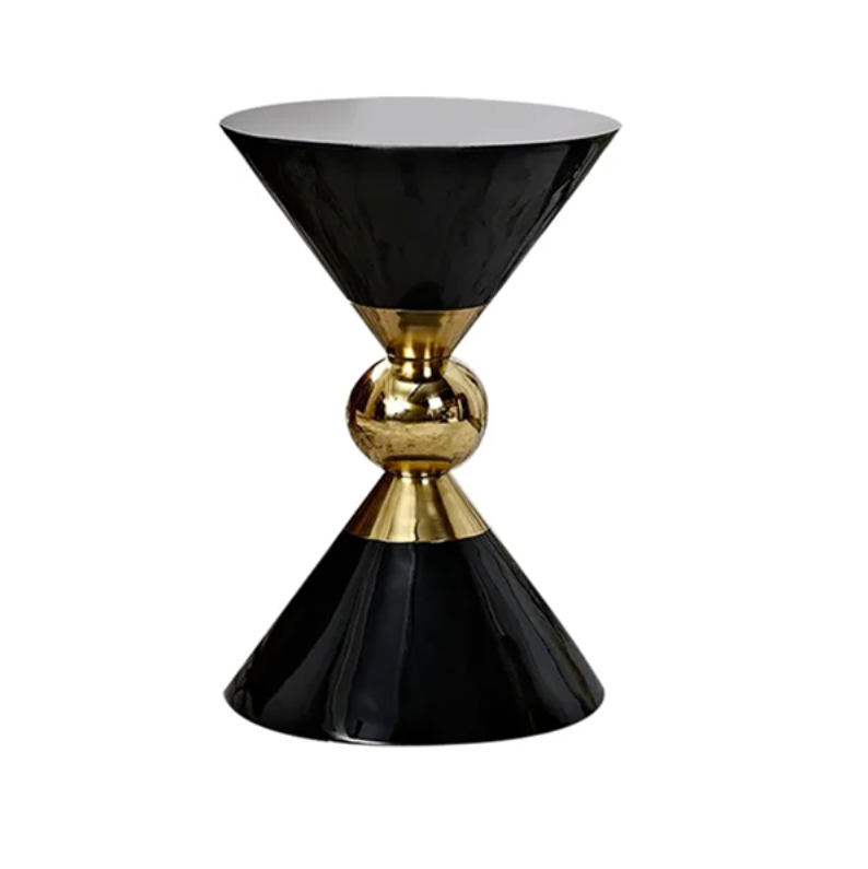 Modern Round Black End Table of Hourglass Fiberglass in Large