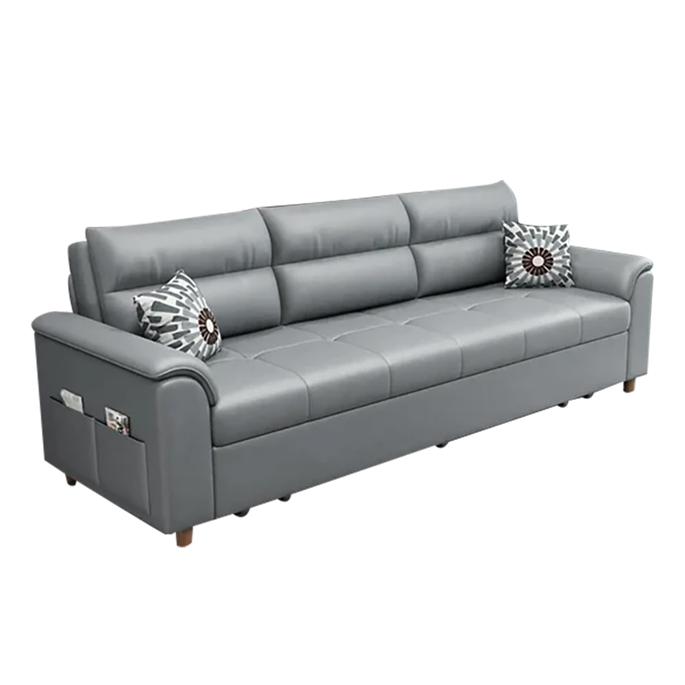 74" Light Gray Full Sleeper Convertible Sofa with Storage & Pockets Sofa Bed