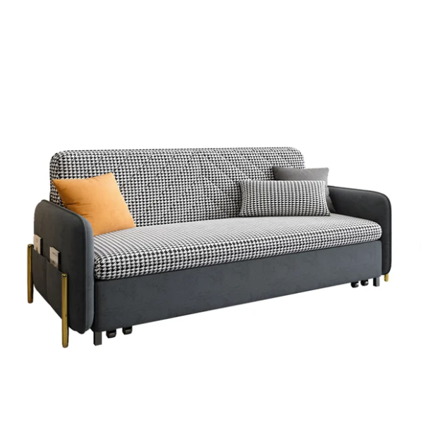 78.7'' King Sleeper Sofa Deep Gray Upholstered Convertible Sofa Bed with Storage