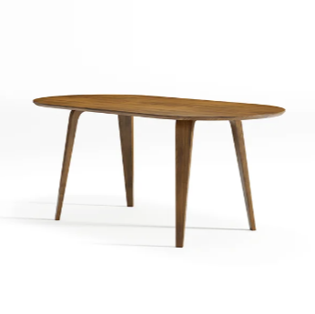 160 cm Mid-Century Oval Esstisch Walnuss Holz Tischplatte für 6 Personen 4 Beine