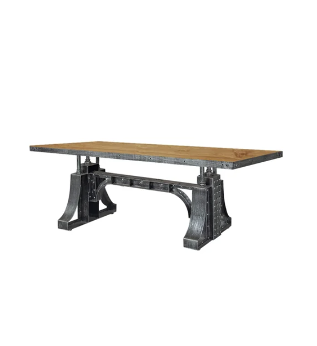 1400mm Industrial Office Desk Executive Desk with Solid Wood Top Bridge Base