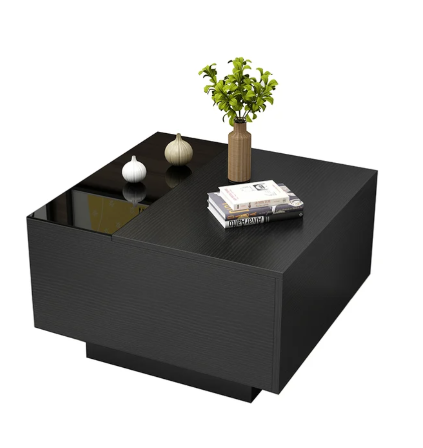 23,6 „moderner schwarzer quadratischer Beistelltisch aus Holz mit Stauraum