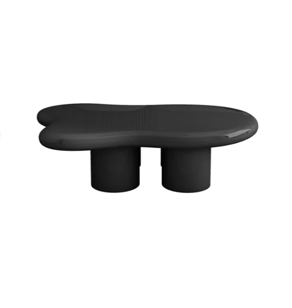 Mesa de café abstracta moderna de madera lisa negra de 1000 mm con 4 patas