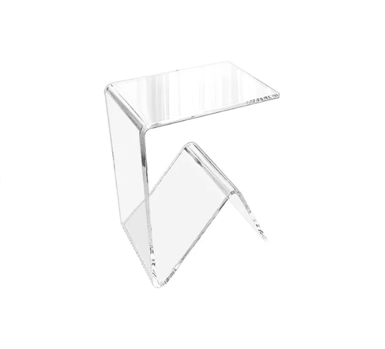 C-shaped End Table with Storage Transparent Acrylic Small Space Side Table