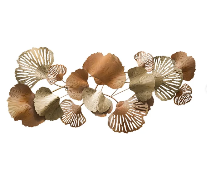53.9" Farmhouse Gold Ginkgo Leaves Wall Decor For Living Room Bedroom Metal Wall Art