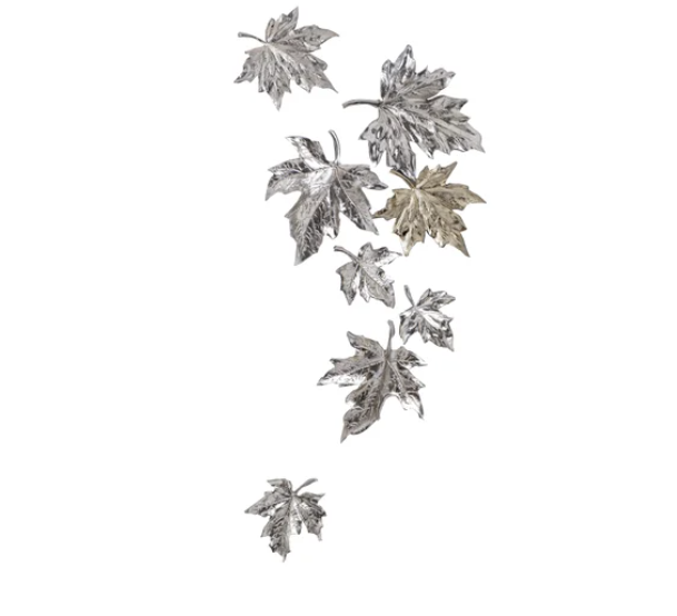 8 Pieces Modern 3D Metal Maple Gold & Silver Leaves Home Wall Decor in Living Room