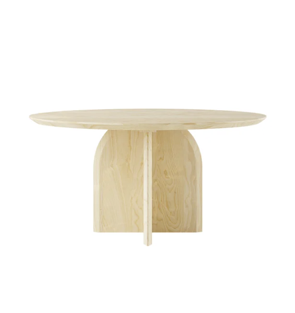 Mesa de comedor redonda moderna de 39 pulgadas para 4 bases de pedestal de mesa de madera maciza natural