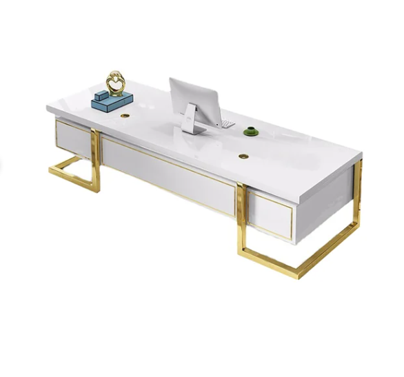 Holf 180 cm Moderner rechteckiger Schreibtisch mit 4 Schubladen in Weiß