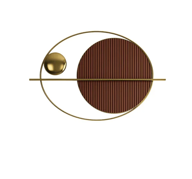 Moderne ovale geometrische Wanddekoration braunes Metall hängender Akzent