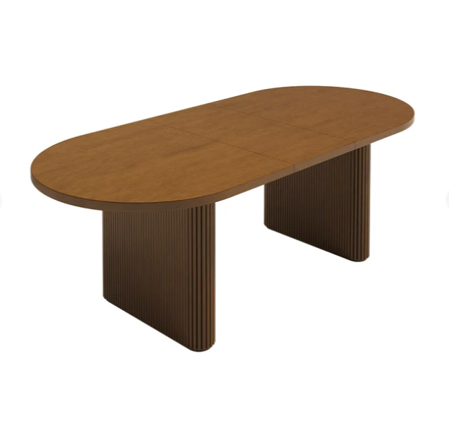 Japandi 63"-79" Oval Extendable Dining Table with Butterfly Leaf 6 Seater Walnut