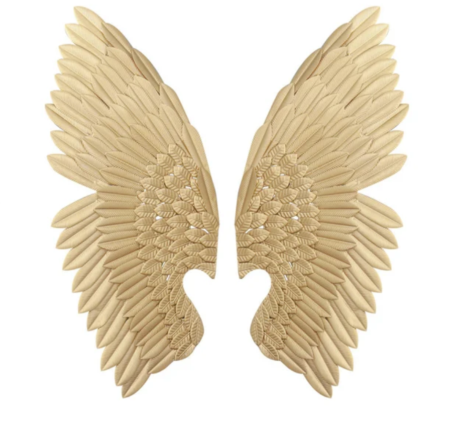 32.7" Luxury 2 Pieces Gold Wing Wall Decor Home Angel Wing Art Set