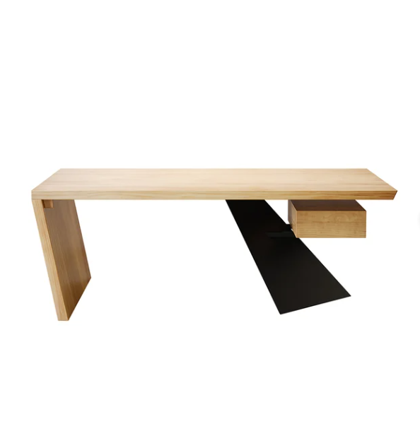 Cabstract Rustikaler industrieller Schreibtisch aus Naturholz mit Schublade 1400 mm 